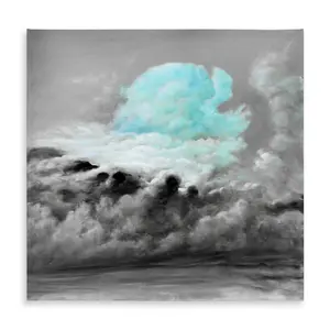 360 stand Nature-Themed Blue Clouds Tablecloth - 58x58 in, Water-Resistant, Stain-Proof, Scenic Landscape Design, Indoor-Outdoor Household Textile for Home Decor