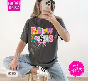 Follow Jesus Shirt Comfort Colors, Trendy Women's Religious Tshirt