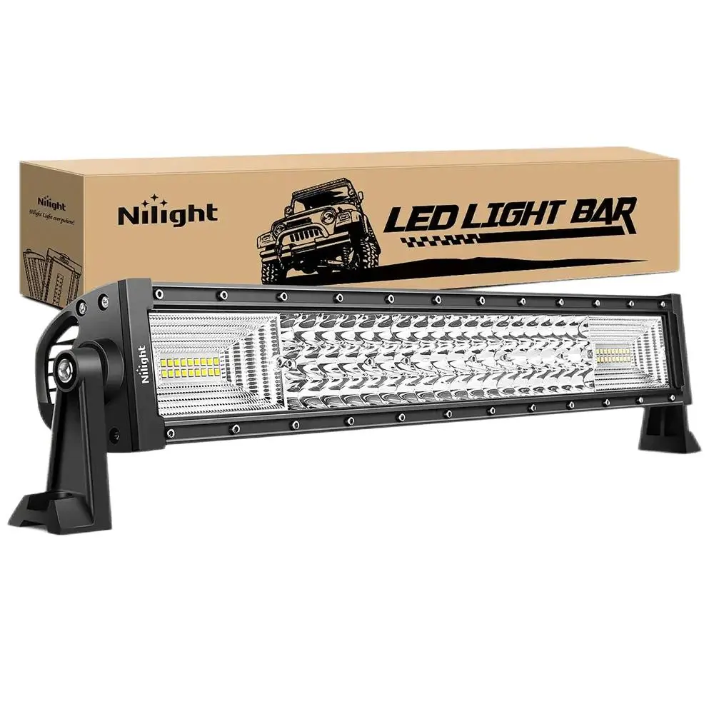 Nilight 22-Inch 270W 27000LM Triple Row Combo Beam LED Light Bar - Aluminum Alloy, Bracket-Mounted, IP67 Rated LED Car Ambient Light for Automotive Work, Backyard Use, Excavator, Snowplow, Tractor