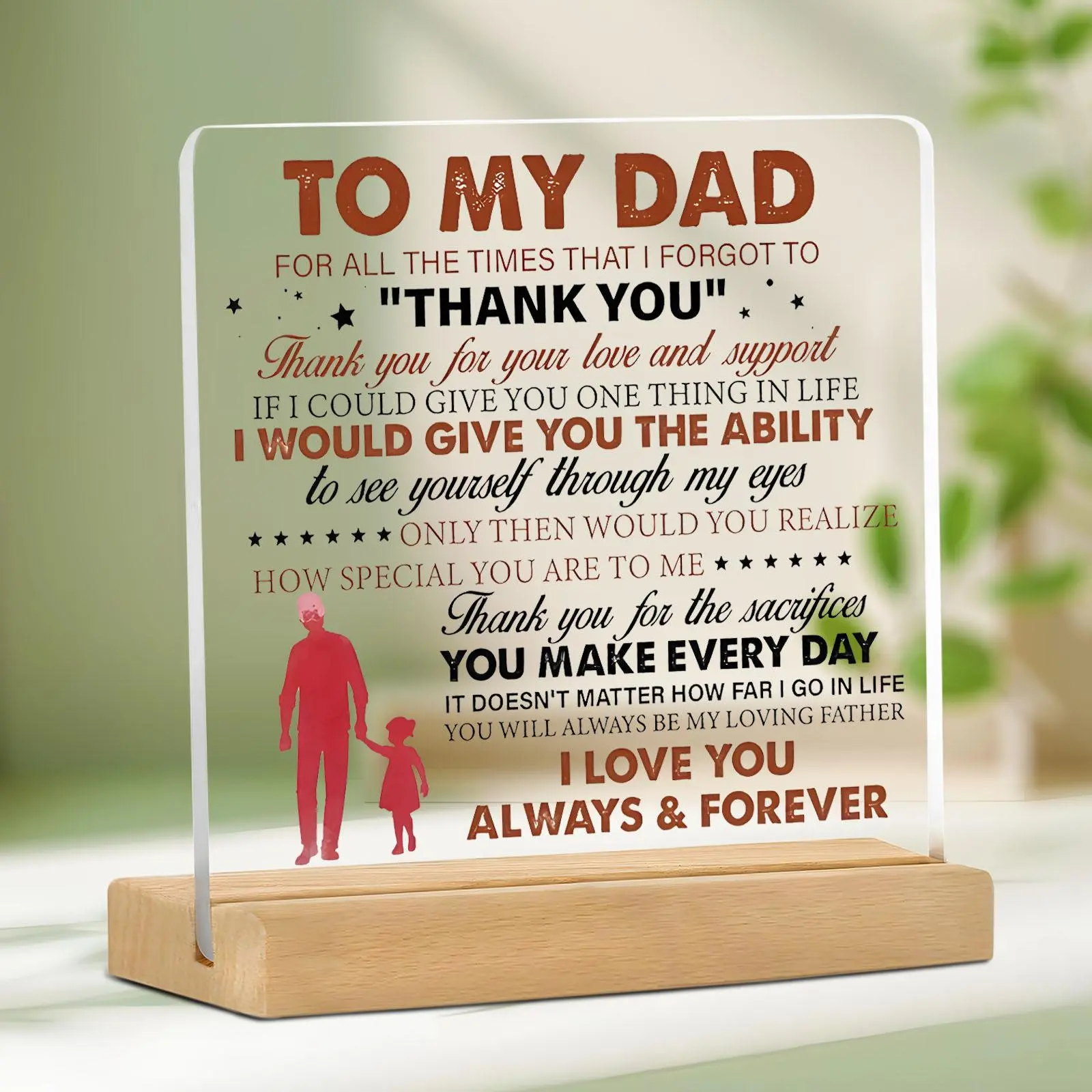 Acrylic Desktop Ornament, Clear Letter Pattern Decorative Plaque, Acrylic Signage Plaque, Desktop Decoration for Home Office, Gift for Dad, Home Decor, Signs, Novelty Desk Decor, Home Decor Gifts
