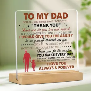 Acrylic Desktop Ornament, Clear Letter Pattern Decorative Plaque, Desktop Decoration for Home Office, Gift for Dad, Home Decor, Signs, Novelty Desk Decor