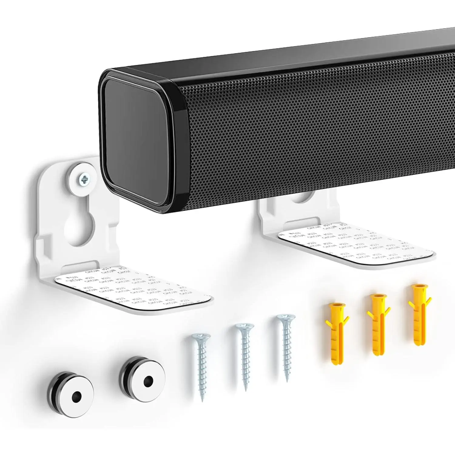 notiela Universal Soundbar Mount Wall Mount Shelf for Samsung, Onn, Sony, JBL, Vizio, Nakamichi, LG, Roku and Most of Sound Bars Mount Mounting Bracket Under TV, White