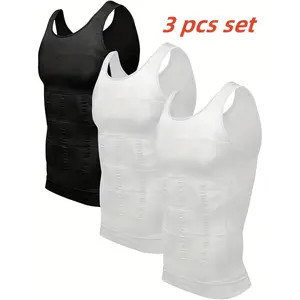 1/2/3/4PCS Men's Tummy Control Compression Shirts Gynecomastia Shapewear Seamless Moobs Undershirt Body Shaper Vest Seamless