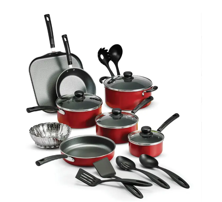Primaware 18 Piece Non-stick Cookware Set, Red