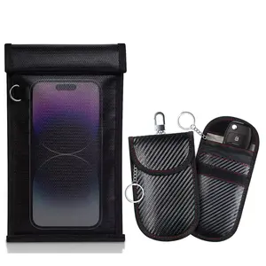 Key Shield Bag Set (2pcs), EMP & RFID Blocking Storage Bag with Faraday Bags for Rfid Theft Protection, Anti-tracking Fireproof & Key Fob Protector for Phones, Radios