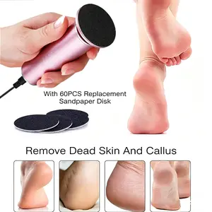 Electric Foot Grinder Pedicure Tool w/ 60 Sanding Discs, 360° Rotating Callus Remover, Adjustable Speed, Plug-in for Salon & Home Foot Care Pink