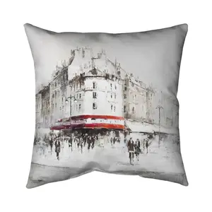 360 Stand White with Red Accents Polyester Twill Throw Pillow, 26x26", Soft-Texture Poly Twill Weave Home Decor Accessory for Stylish Bedding & Linen Accents