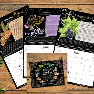 2026 Magical Herbs Spell Calendar with Seasonal Spells Moon Phases Icons Herbal Lore & Botanical Design for Herbalists
