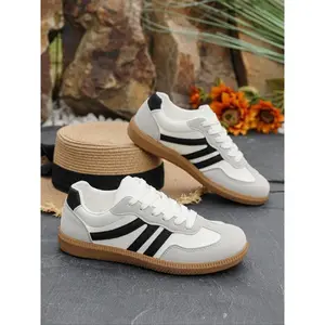 Women’s Casual Colorblock Sneakers, Comfortable Skateboarding Shoes for Walking & Shopping, Versatile College-Style Footwear