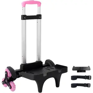 Foldable Aluminium Alloy 3 Wheels Wheeled Backpack Trolley Cart Rolling Dolly with Luggage Strap Edge Guard Base for Travel Luggage and Backpacks