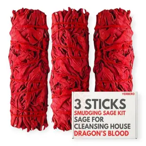 3 PACK - 4 Inch Dragons Blood Sage Sticks, for House Cleansing, Meditation, Yoga - Big Sage Smudge Stick Bundle Sage to Get Rid of Evil Spirits.