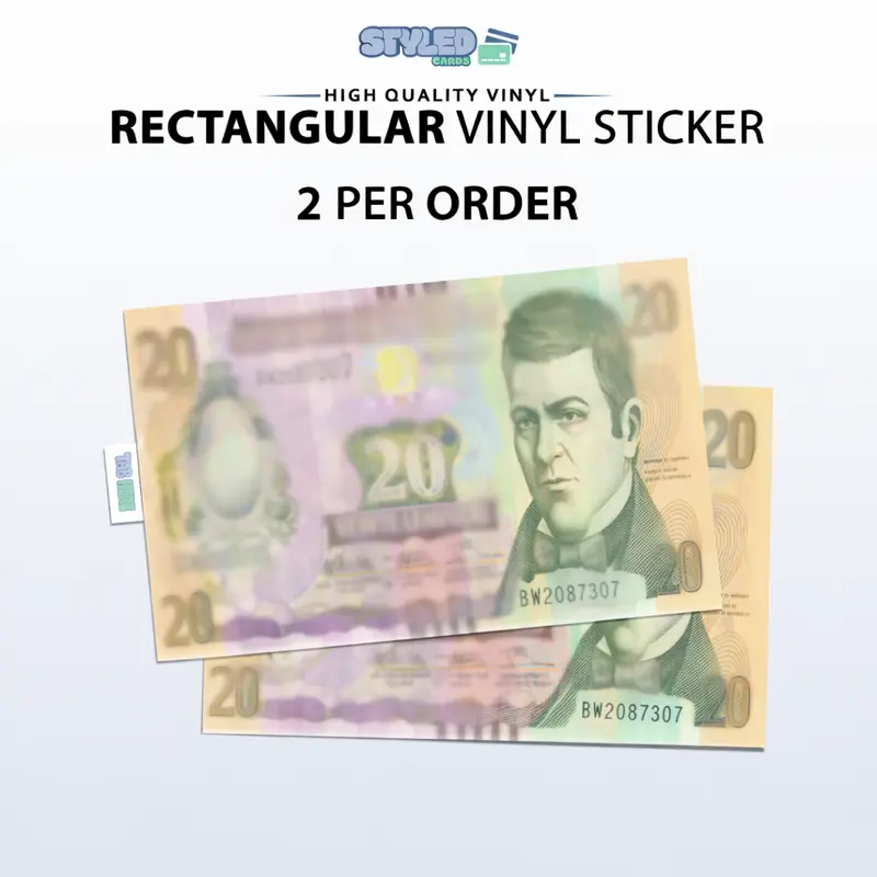 HONDURAS 20 LEMPIRAS rectangular vinyl STICKER