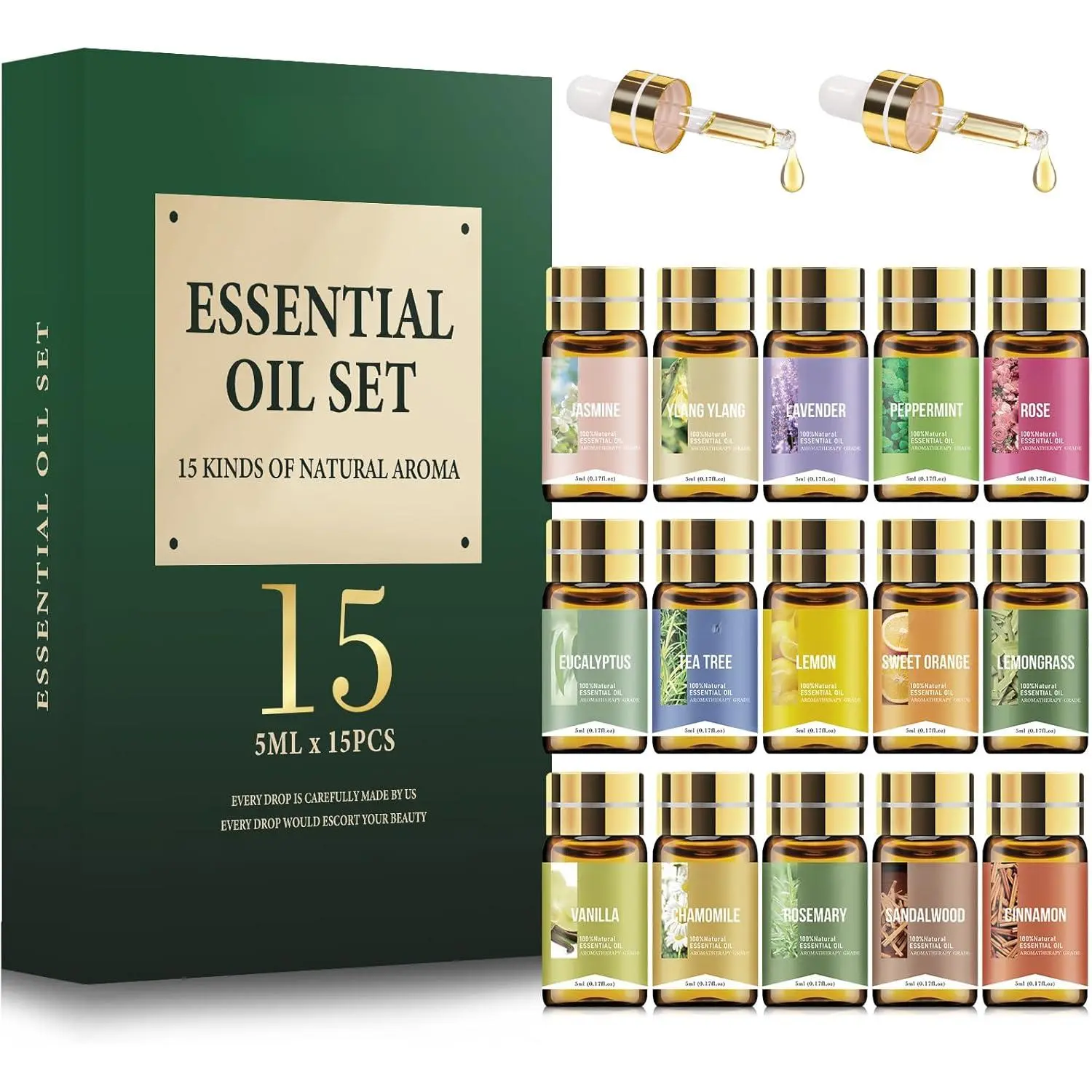 15-Piece Aroma Essential Oil Set - Scented Oils for Diffuser, Massage, DIY Candle and Soap Making