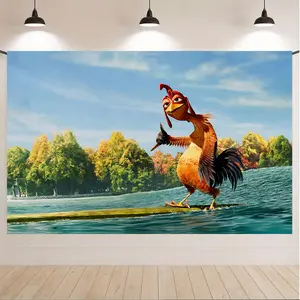 Funny Chicken Joe Surfing Meme Tapestry – Polyester Wall Hanging for Dorm & Bedroom Decor