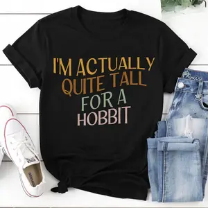 I'm Actually Quite Tall For A Hobbit Vintage T-Shirt, Hobbit Core, Sarcastic Hobbit, Short Girl Gift, Book Lover Gift Idea, LOTR Fans ShirtBlack,