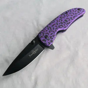 Ladies Pocket Knife Purple Leopard Print Mini Folding Knife Carving Whittling Camping