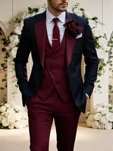 Classic Men's Solid 3-Piece Suit: Jacket, Tailored Vest & Trousers. Business-Casual, Stylish & Elegant. High-Quality Essential for Weddings, Work, Meetings & Parties. Comfortable Fit, Fashionable Design, Stand Out in Any Occasion