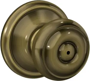 Schlage F GEO  Georgian Door Knob, Bed & Bath Privacy Lock, Antique Brass
