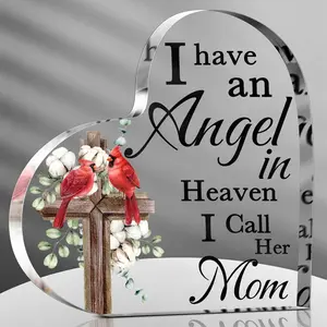 Happy Mother's day gift 4 Inch Red Cardinal mother's day  Gifts Memorial Bereavement Gift for Loss of Loved One Sympathy Decorations Loss of Mom Dad Son Husband in Heaven Glass Table