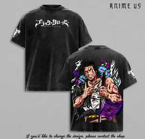 Black Clover – Black Bull Captain Yami Sukehiro Battle Mode Vintage Washed T Shirt | Heavy Cotton Anime Streetwear | Yami Graphic Back | Perfect Gift for Black Clover Fans