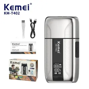 Kemei T402 UV-Disinfecting Metal Double-Foil Shavers for Men Facial Professional Barber Reciprocating Razor Bald Head Shaving Machine Durable