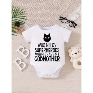 Adorable Baby Boy Onesie with "Superhero Godmother" Print - Soft Cotton, Snap Closure, Machine Washable - Ideal Newborn Gift, Baby Boy Clothes, Perfect for Outdoor