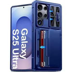 Heavy-duty phone case For Samsung Galaxy S25 Plus Ultra Case Wallet RFID [Cards Holder][Camera Cover][Edge Raised] Full Body Rugged Shockproof Silicone Protective Phone Case For Galaxy S25 Plus Ultra 6.9" 2025(Blue)