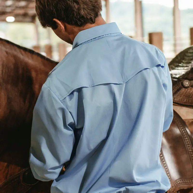 Men's Ely Cattleman Pro Long-Sleeve Solid Vented Western Cotton Shirt - Snap Closure, Pockets, Sweat-Wicking, Fast-Dry Fabric, Unlined Mesh, Casual Top for Day Use, Cowboy Stuff, Country Concert Outfit