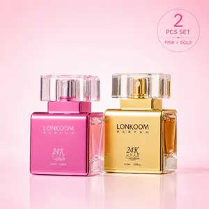 24K Pink & Gold Mini Perfume Set for Women, 2 x 10mL | Peach, Vanilla & Chocolate Fragrance Duo