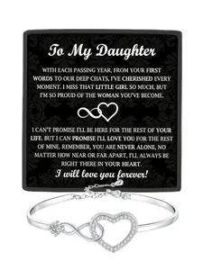 To My Daughter Infinity Heart CZ Bangle Bracelet Daughter Birthday Gift, Graduation Gift, Christmas Gift Meaningful Gift