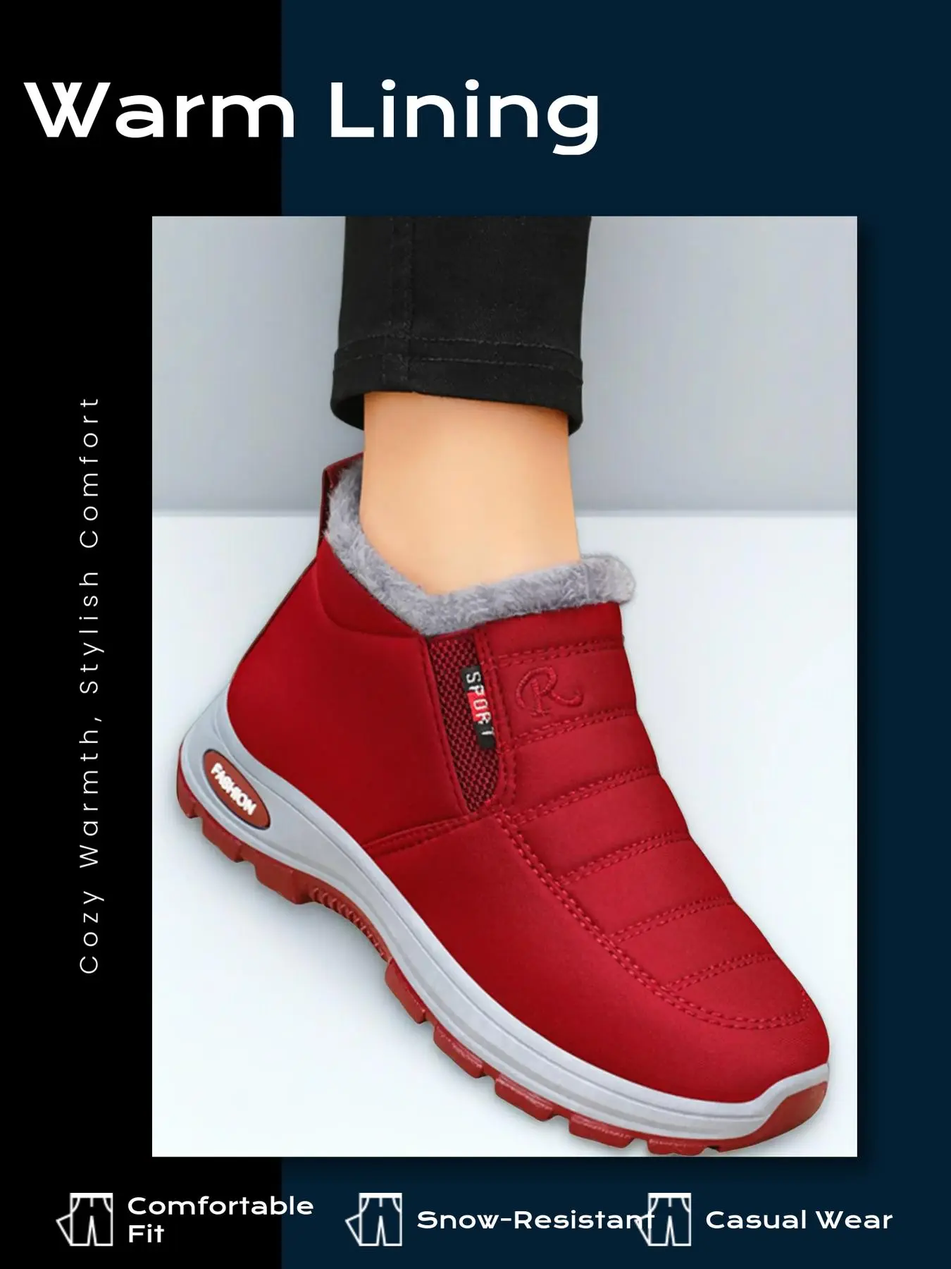 Women's Snow Boots Cotton Shoes Old Beijing Cloth Shoes Fleece Lined Warm Short Boots Comfortable Casual Cotton Shoes Winter Boots
