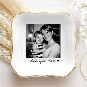 Personalized Mom Photo Jewelry Dish, Ceramic Trinket Tray Gift for Mom, Thank You Grandma, Mama Birthday Ring Dish, Mom Gift from Daughter, Mother's Day Gifts