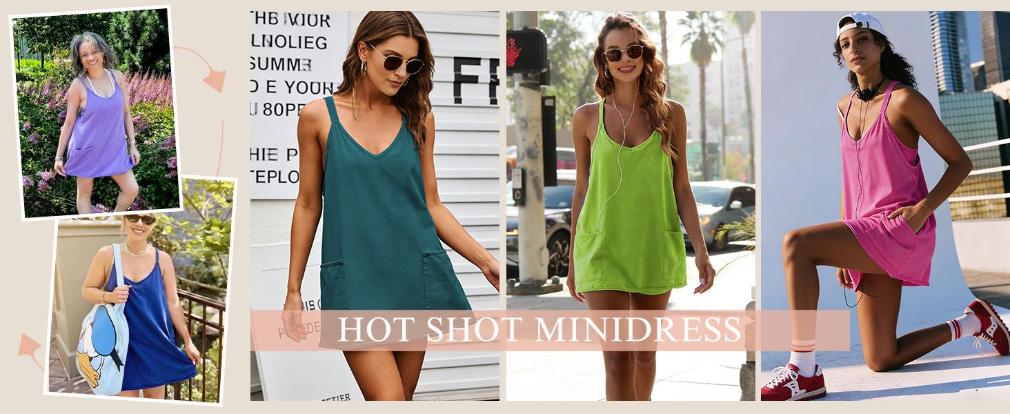 Women's Athletic Sleeveless Mini Dress with Built-in Shorts V Neck Spaghetti Strap Short Tennis Dress with Pockets Casual Mom Life Postpartum Style Women's Athletic Sleeveless Mini Dress with Built-in Shorts V Neck Spaghetti Strap Short Tennis Dress with Pockets Casual Mom Life Postpartum Style