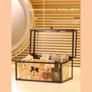 Perfume Storage Box Light Luxury Transparent Glass Aromatherapy Dustproof Home Storage Rack Desktop Skin Care Cosmetics Display Cabinet