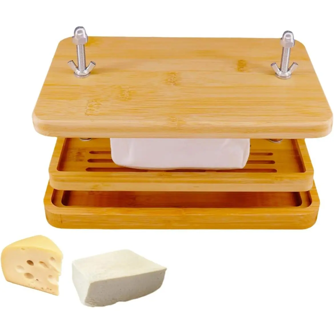 Tofu Press,Large  Tofu Press with Tofu Strainer,Drip Tray and Cheesecloth, ,Easy to Clean,Easily Remove Water from Silken/Firm/Extra Firm Tofu,  for Tofu Lover