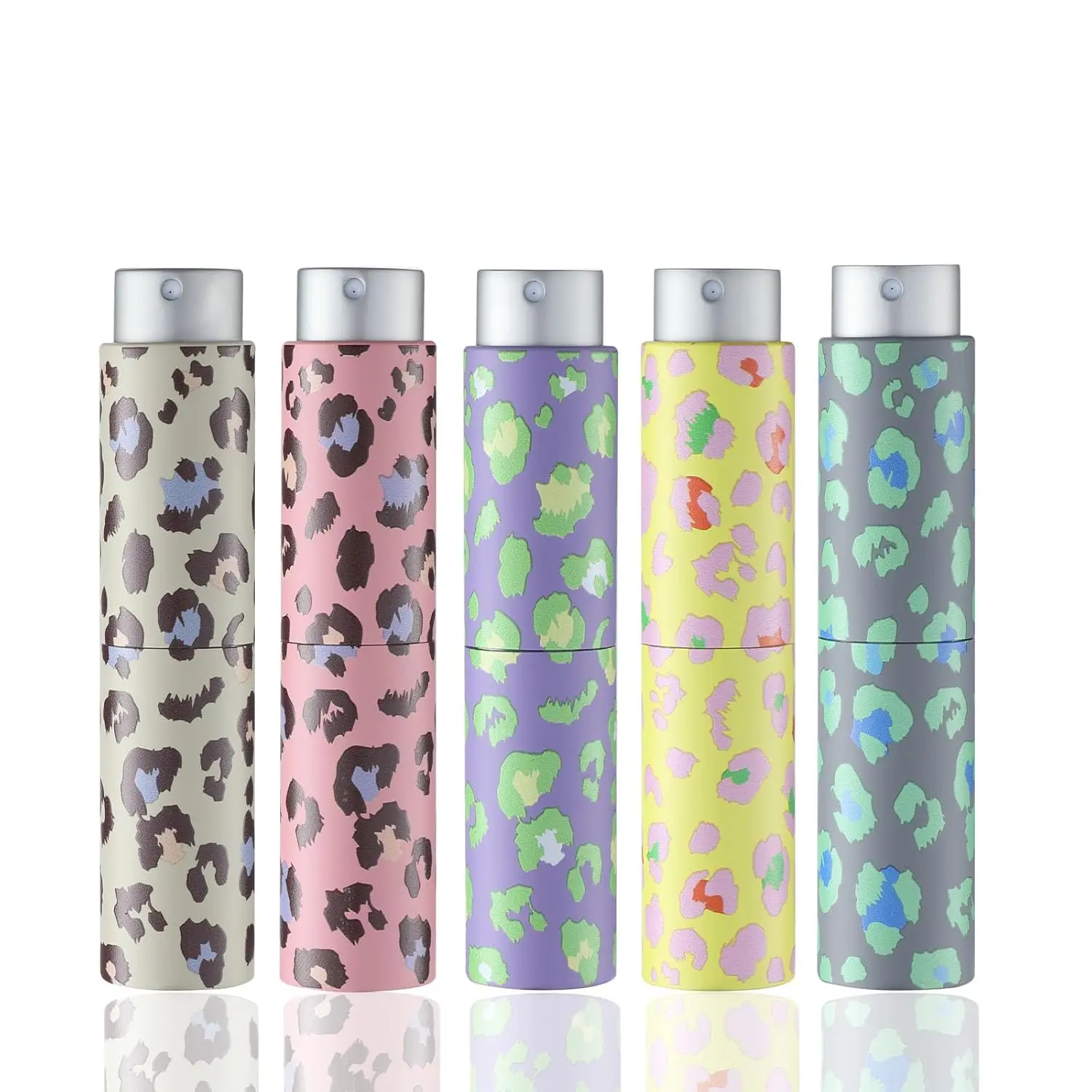 5-Pack 8ML Lightweight Refillable Leopard Print Travel Perfume Atomizer Spray Bottles, Daily Cosmetic Storage Bottles with Lid & Nozzle for Cologne
