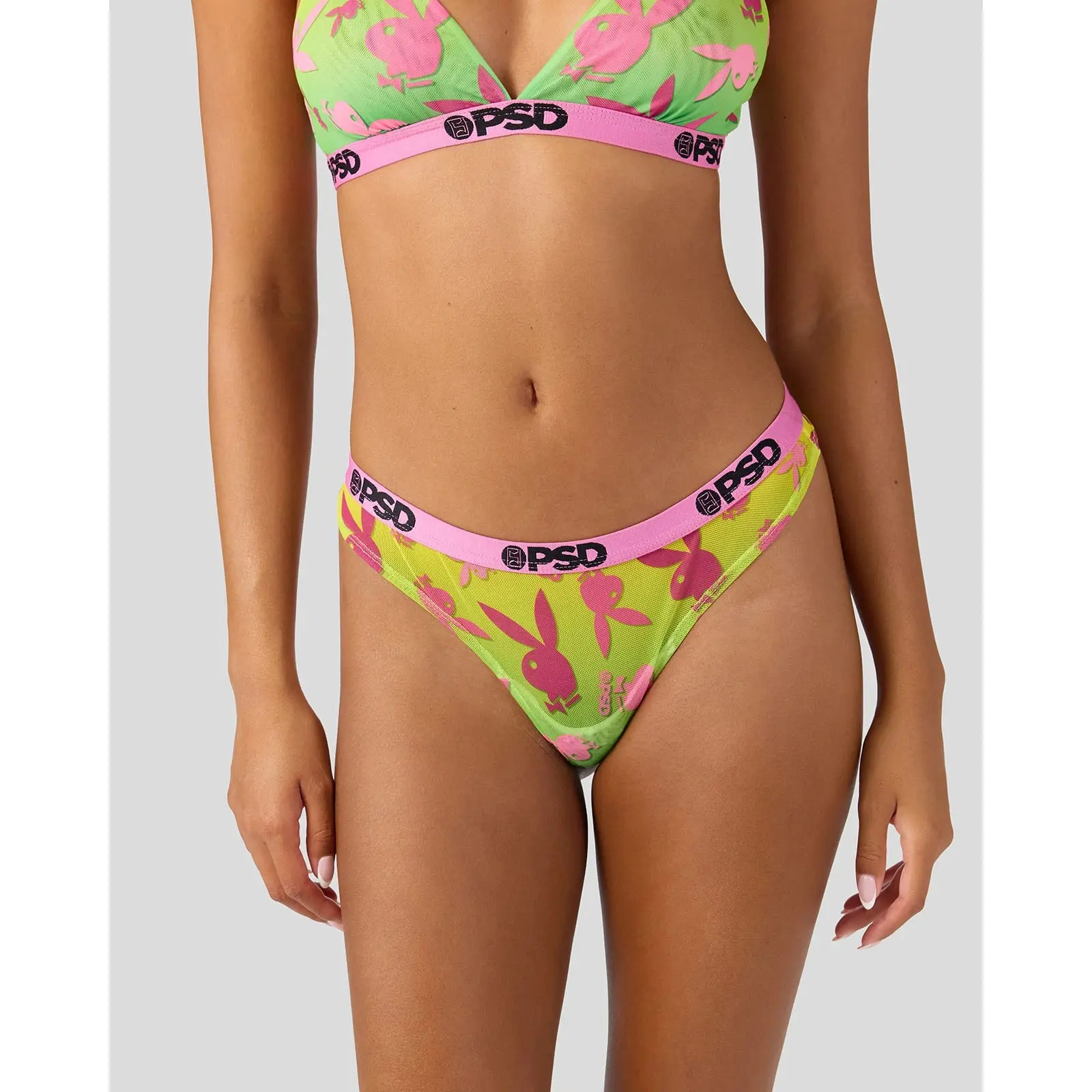 PSD Womens Playboy - Geo Thong - Barely-There Thong, Soft and Comfortable Breathable Mesh Fabric