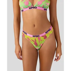 PSD Womens Playboy - Geo Thong - Barely-There Thong, Soft and Comfortable Breathable Mesh Fabric