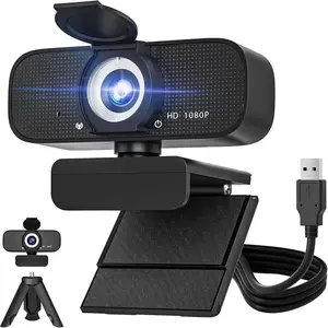 1080P  Webcam with -in Microphone and Rotatable Tripod,  Cover, for Desktop PC or Laptop -Style1