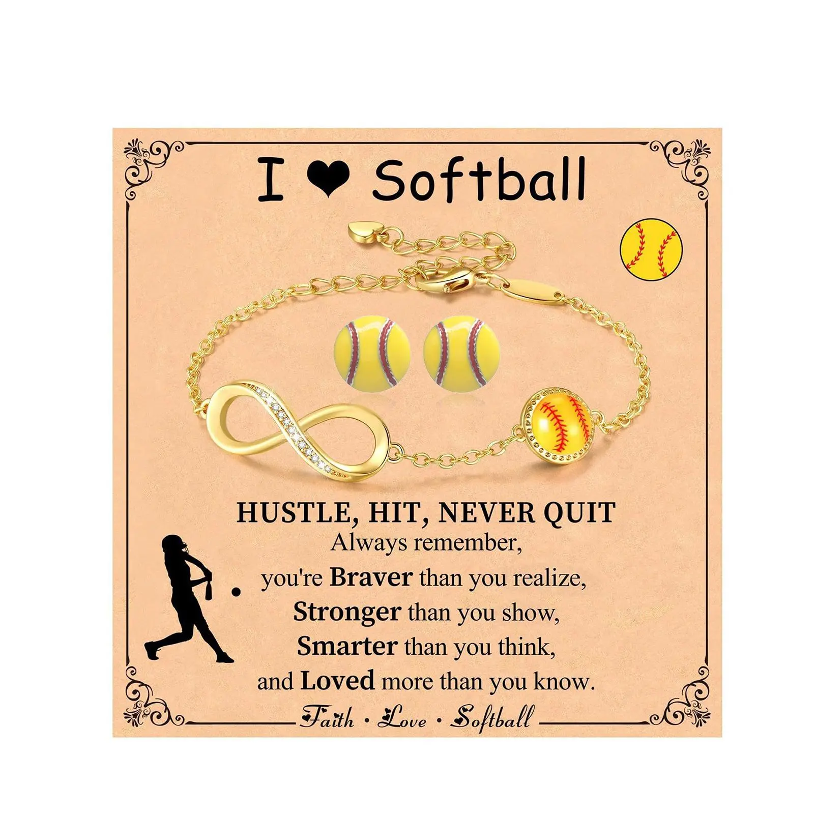 OIDEA Softball Bracelets and Softball Earrings Set, Gold Tone Infinity Sports Jewelry Softball Gifts summerwins