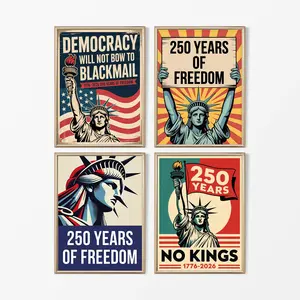 250 Years Freedom Poster Canvas Print Art Decor, Democracy Protest Sign, Vintage Statue of Liberty Decor Poster