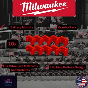 10 Piece Combo Pack! Milwaukee M18 Battery Mounts/Holders/Hangers -Heavy Duty