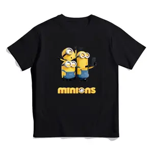 Minions Lover T-Shirt, Cute Cartoon Character Short Sleeve, Soft Cotton Casual Tee