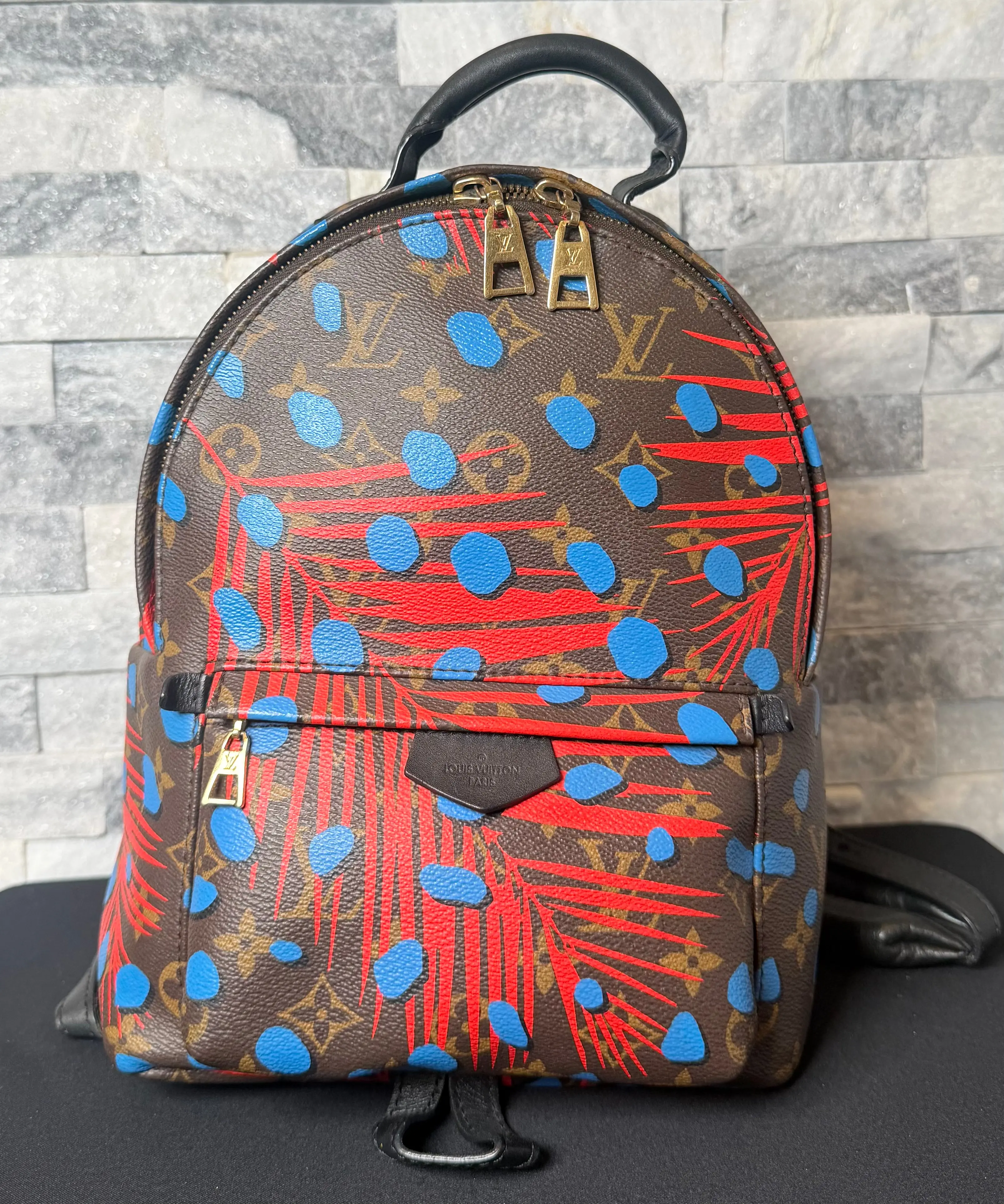 Pre-owned Louis Vuitton leather Backpacks Palm Springs Backpack PM – Monogram Jungle Dots (Blue Dots)