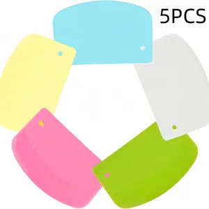 5 Piece Dough Scraper Set, Plastic Bench Scraper, Bowl Spatula, Kitchen Pastry Cutting Tool, Baking Tools, Suitable for Bread Dough, Pastries, Pizza, Baking Cakes