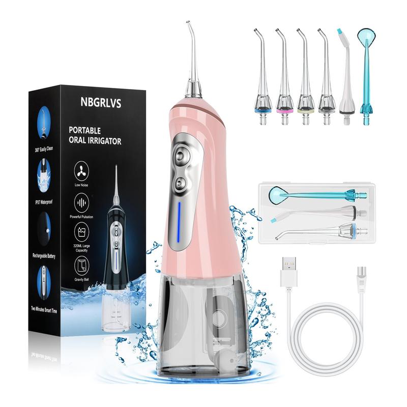 Water Dental Flosser Cordless for Teeth Pick Cleaning - Powerful Oral Irrigator with 6 Adjustable Modes,320ML Portable & Rechargeable IPX7 Waterproof Cleaner Picks A good helper for private teeth cleaning