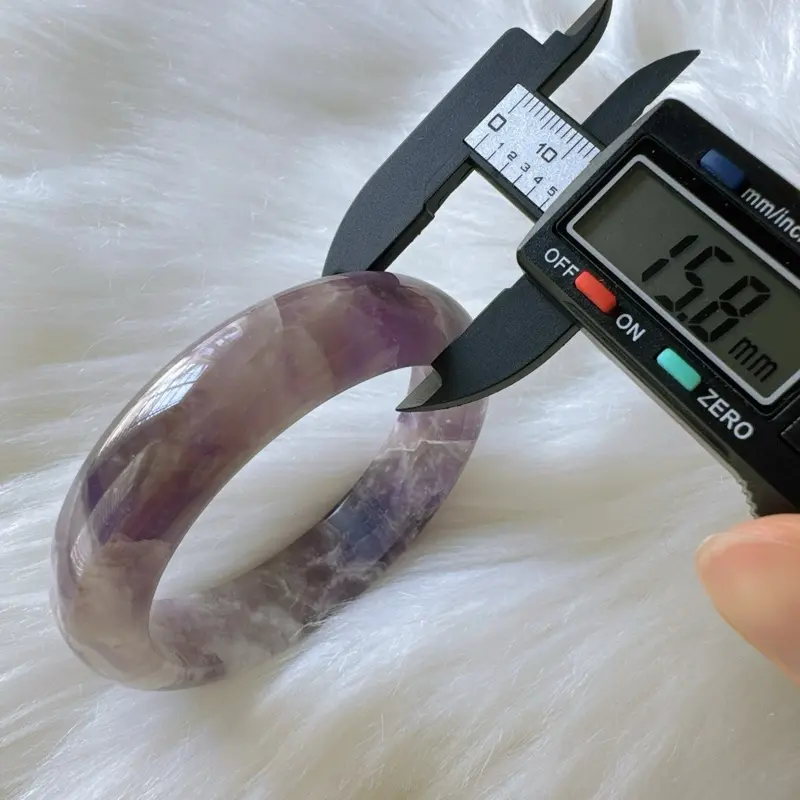 Amethyst Bangle Bracelet Natural Gemstone Jewelry Gift for Her Crystal Healing Bangle for Mom February Birthstone Purple Stone Bracelet, Inner Diameter 56.2mm, Width 15.8mm natural gemstone