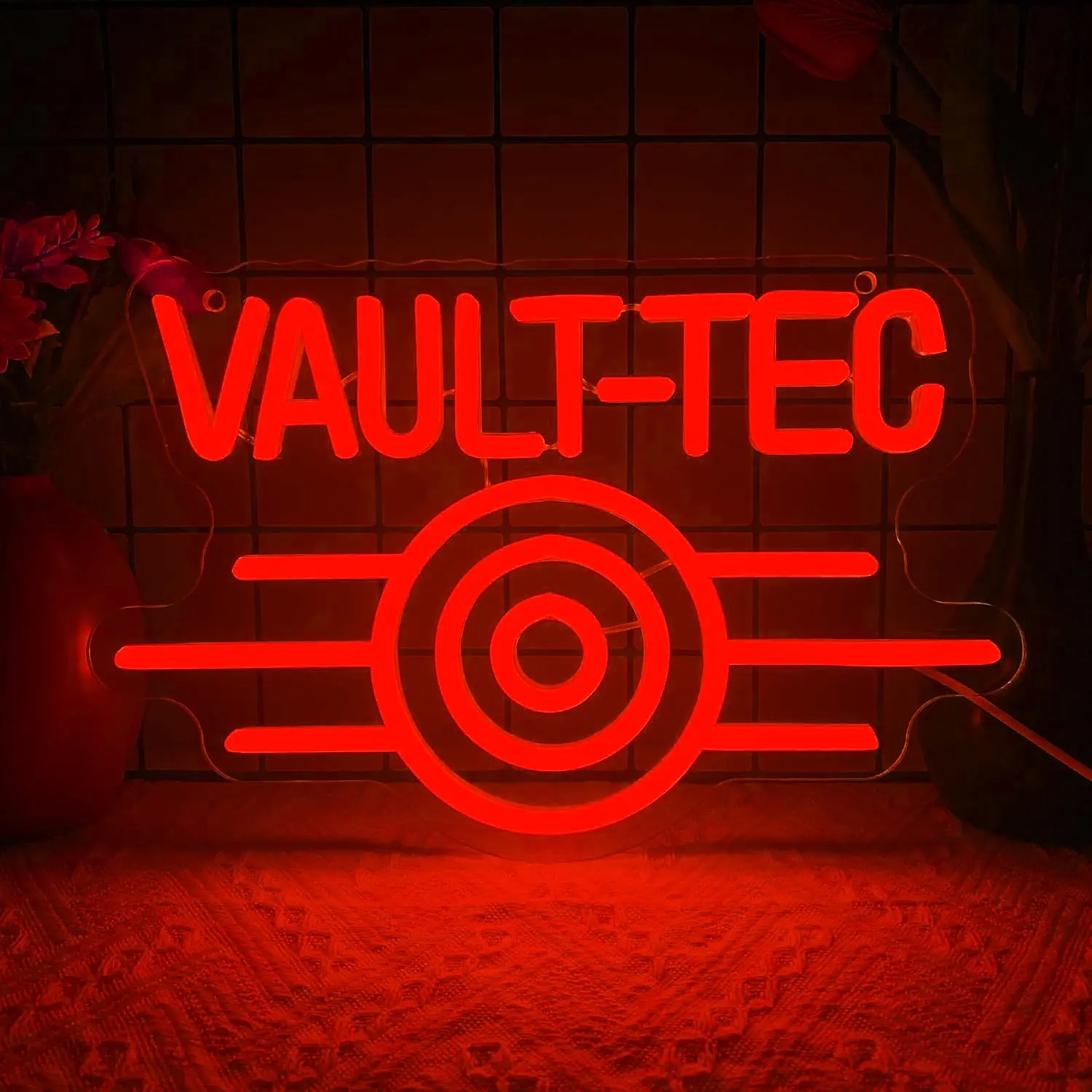 Vault-Tec LED Neon Wall Decor, Decorative Wall Light, Game Room Bedroom Garage Indoor Lighting, Led Neon Lights, Led Decoration, Acrylic Light, Neon Light Sign, Perfect for Gamers and Sci-Fi Fans, USB Powered, Easy Installation
