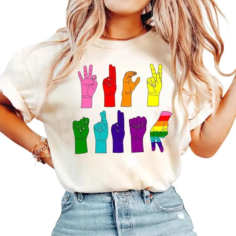 ASL Political Statement Shirt – Subtle Hand Sign Sweatshirt, Activist Graphic Tee, Pro-LGBTQ+ Apparel for Women and Allies