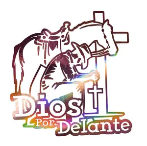 Radiant Dios Por Delante Vaquero Vinyl Decal Sticker UV & Waterproof Bumper Window Laptop Automotive Water Bottle Gift accessories – ROSE GOLD HOLO 5.2"